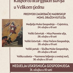 Raspored liturgijskih slavlja u Velikom tjednu